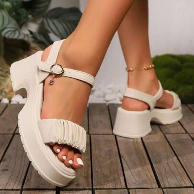 SHEIN 2025 New Fashion Comfortable Chunky High Heel Sandals For Plus Size Women, Suitable For All Seasons, Spring, Summer, Autumn, Winter, Elegant, Sexy, Lo