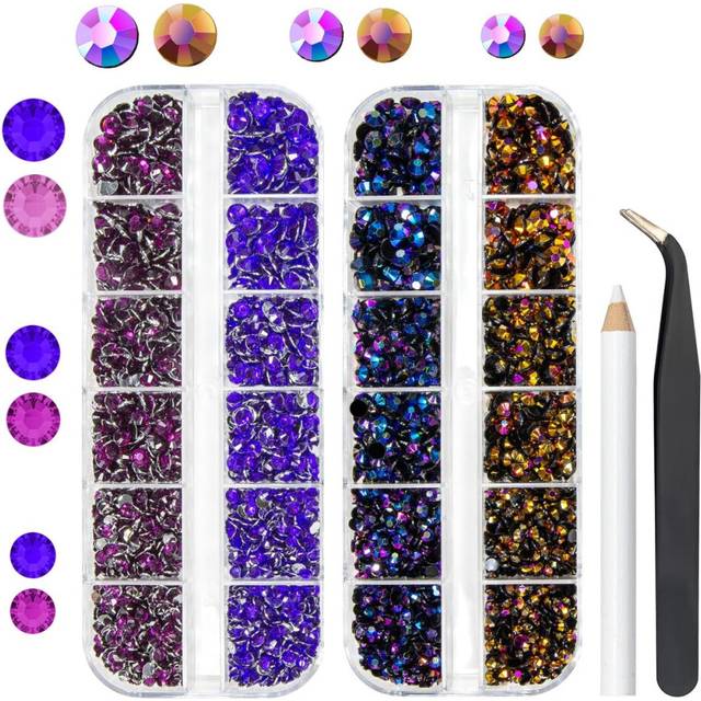 qiipii Purple Rose Jelly Resin Rhinestones for Crafting 3mm 4mm 5mm Flatback Grape Purple Purple Rose AB Stones Violet Gems Diamonds Crystals Charms f