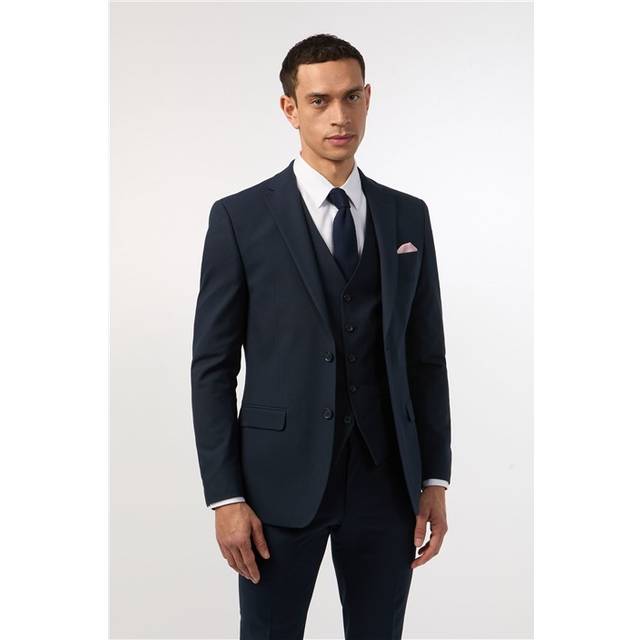 Limehaus Skinny Fit Navy Blue Stretch Men's Suit Jacket - 34R
