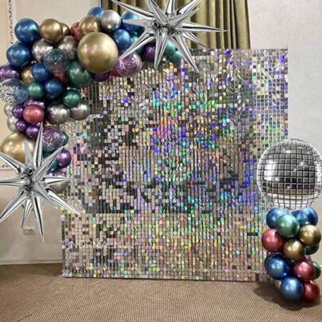SHEIN 1/2PCS Silver Foil Fringe Curtain, Silver Metallic Tinsel Backdrop For Birthday, Wedding, Shower, Bachelorette Party, Party, 70s 80s 90s Theme Disco P