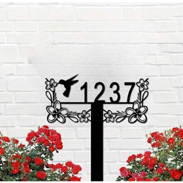 SHEIN Personalized Address Sign Custom House Number Sign Plaque Address Plaque House Address Numbers For Outside Home Lawn Yard Ground Garden Bell Style Wit