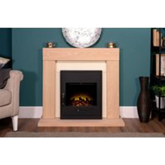 Adam Malmo in Oak & Black/Cream with Oslo Inset Electric Stove in Black, 39 Inch