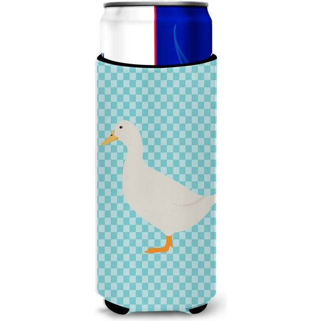 Caroline's Treasures American Pekin Duck Blue Check Decorative Can Hugger  Slim  Multicolor