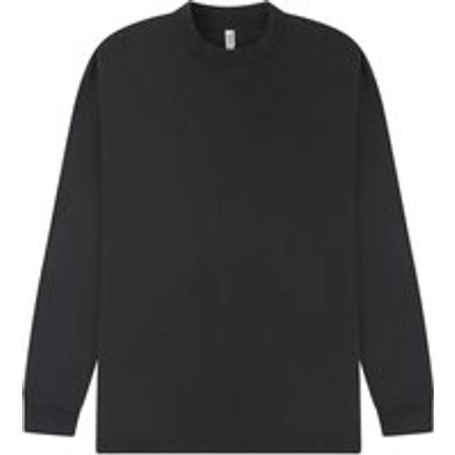 (XL, Acid Black) Casual Classics Mens Acid Wash Combed Ringspun Cotton Extended Neckline Oversized Long-Sleeved T-Shirt
