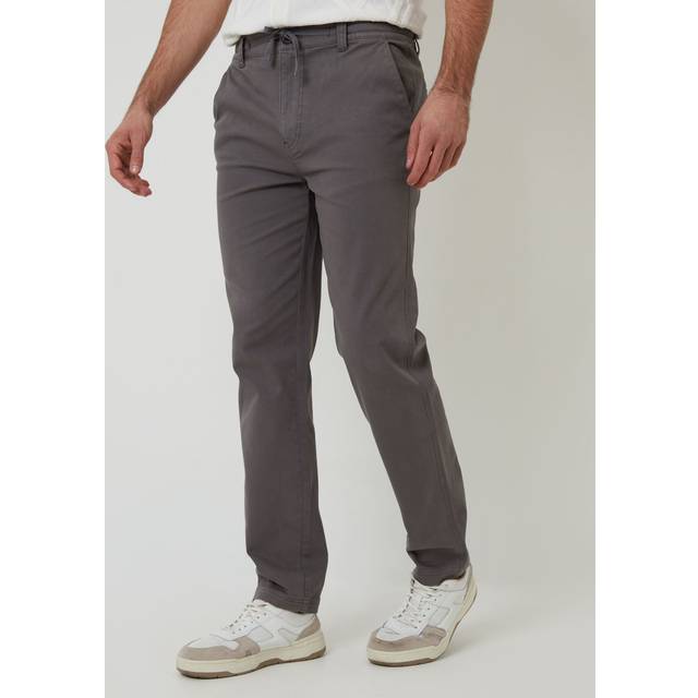 Cotton Elasticated Waist Chino Trousers - Grey - 34R