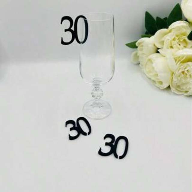 SHEIN Birthday Number Glass Markers Birthday Party Drink Tags For Guests Number Shape Glass Charms Custom Numbers Glass Topper 30th Birthday