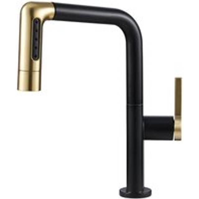 Pull-out Sprayer Retractable Kitchen Mixer Faucet with 5 Modes - Black - One Size