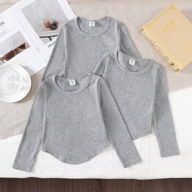 SHEIN LMoss 3pcs Young Girl & Young Girl Asymmetric Hem Multi-Pack T-Shirt, Suitable For Casual Wear In Autumn/Winter