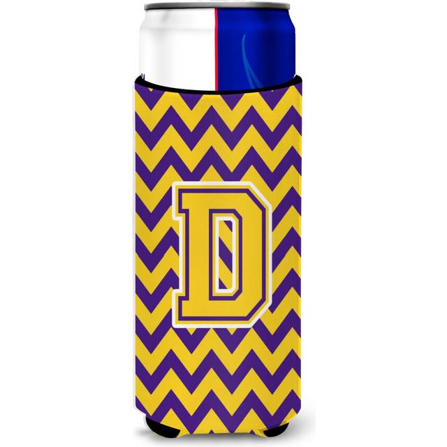 Letter D Chevron Purple and Gold Ultra Beverage Insulators for slim cans CJ1041-DMUK