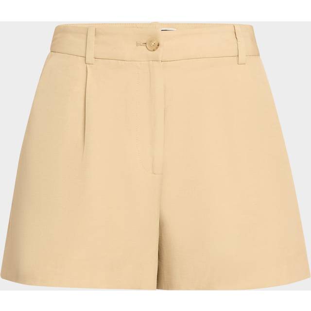 Beatrice Pleated Linen Shorts - KHAKI - 6