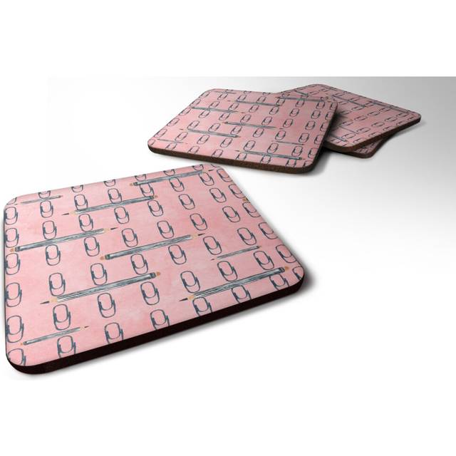 """""Caroline's Treasures Watercolor Organized Paper Clips Pink Decorative coasters  3.5  Multicolor"""""