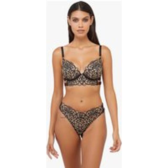 Womens Aisha Black Optical Embroidered Ring Bra - 34DD