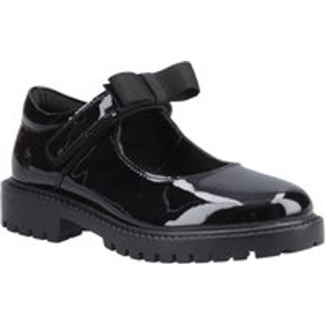 (Black, 12 (Adults')) Hush Puppies Astrid Bow Leather Girls's Black Shoes