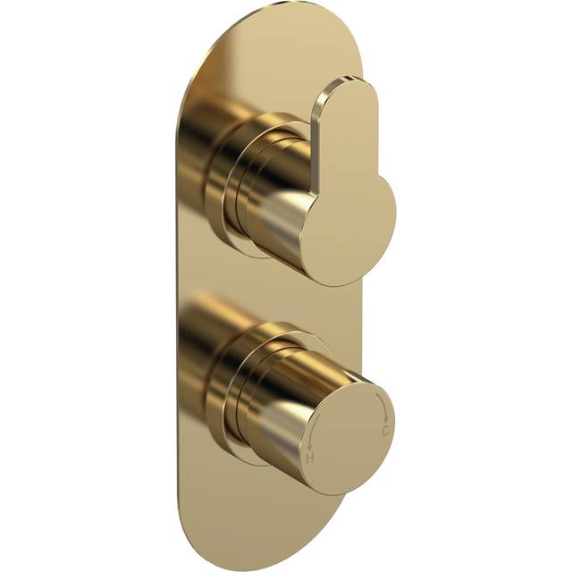 Nuie - Arvan Thermostatic Concealed Shower Valve Dual Handle - Brushed Brass