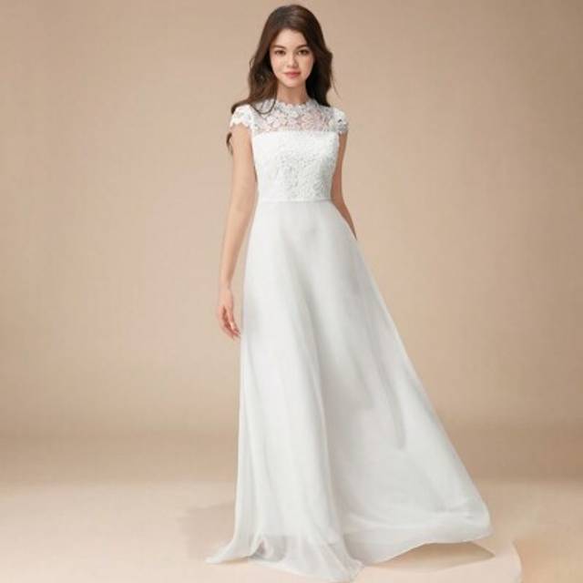 SHEIN Teen Girl Lace Patchwork Shiny Satin Puff Sleeve Long Bridesmaid Dress, Elegant And High-End, For Flower Girl, Wedding, Birthday Party, Performance