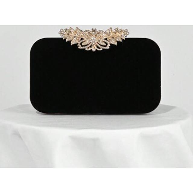 SHEIN Women&#39;s Fashion Velvet Box Shape Evening Clutch, Luxury Glitter Rhinestone Decorated Formal Party Handbag, Prom Purse, Bridal Wedding Clutch Bag With