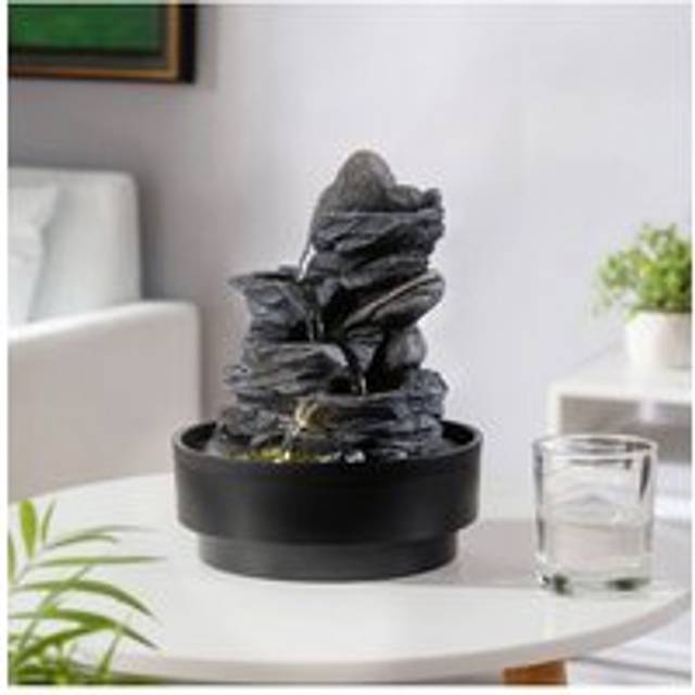 Tabletop Rockery Decor Water Fountain - Grey - One Size