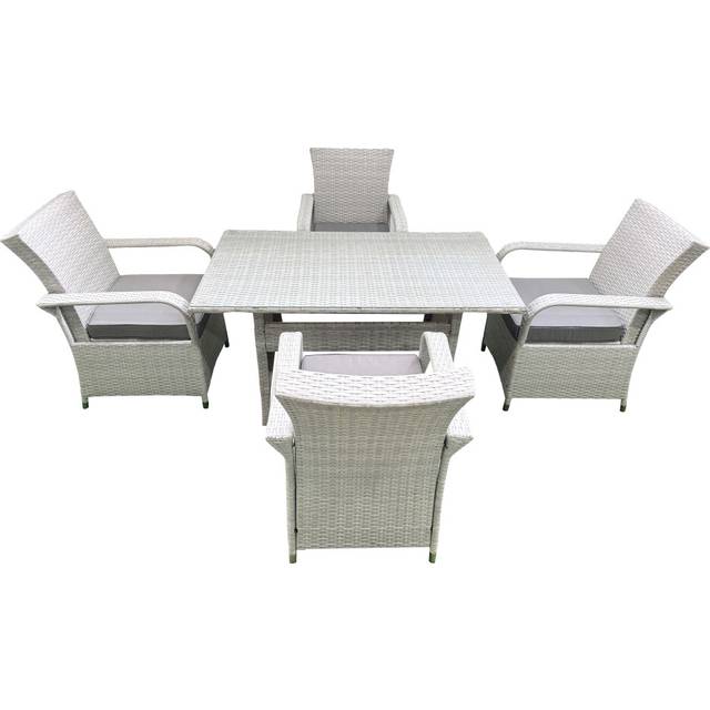 5 PCS PE Rattan Dining Set - Weather-Resistant Outdoor Furniture | Wowcher - Grey