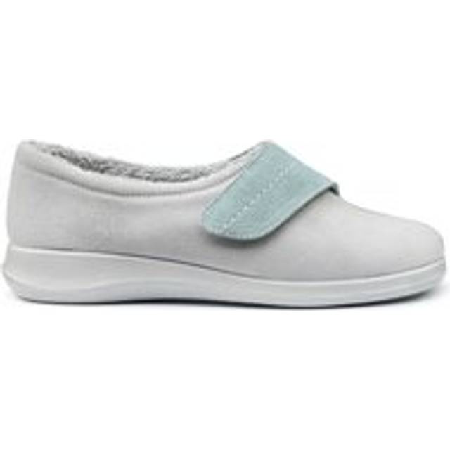 Hotter Wrap Womens Faux Fur Lined Slippers Colour: Sage/Soft Grey Suede, Size: 8