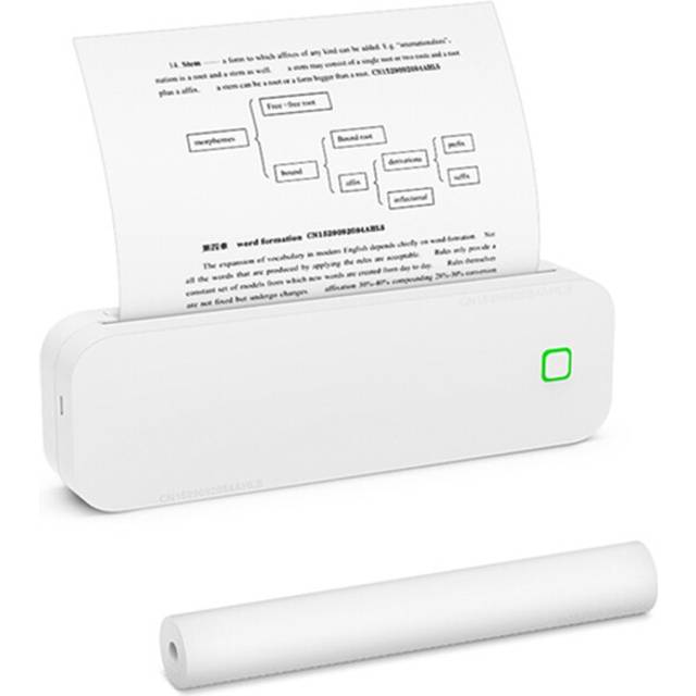 Portable Mini A4 Printer No Ink Printing Thermal for Phone PC Tattoo Transfer White