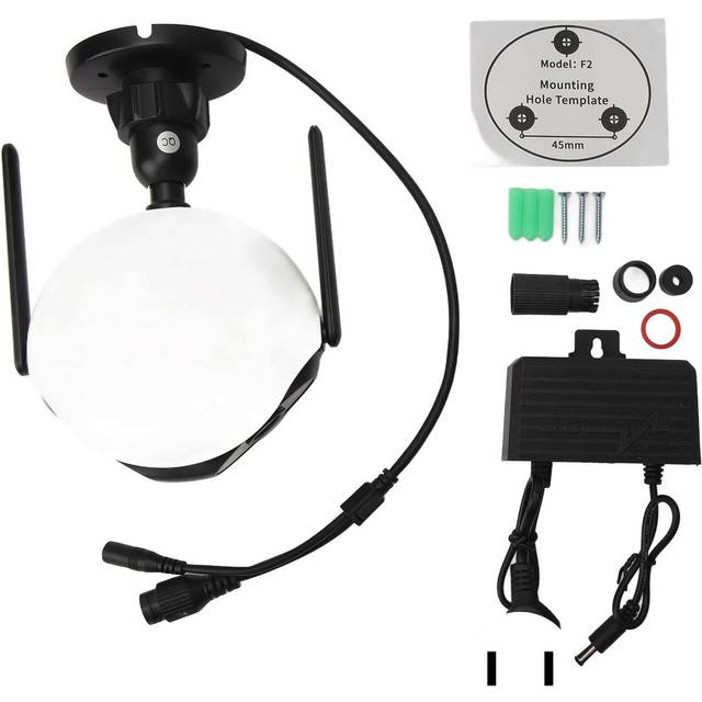 Security Camera Wireless 2K Dual Lens 180 Degree Wide Angle Full Color Night Vision IP66 Level US Plug