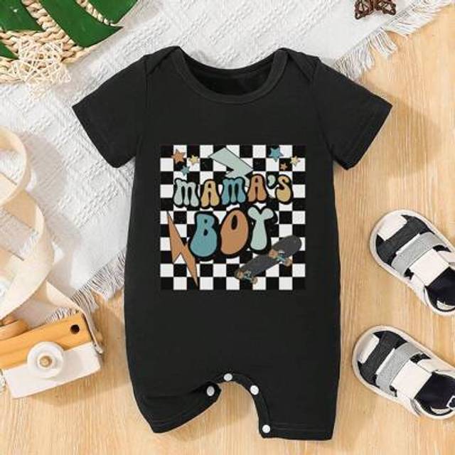 SHEIN Fashionable Street Style Casual Cute Baby Boy Romper