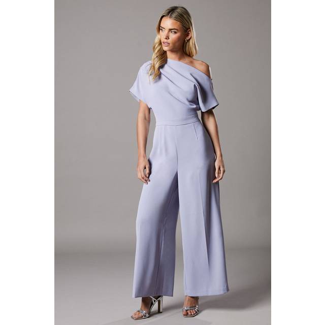 Petite Pleat Off The Shoulder Jumpsuit - Lilac - 8