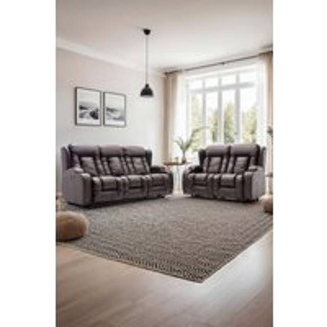 Caesar Manual Recliner Bonded Leather 2+3 Seater Sofa Set - Brown - One Size