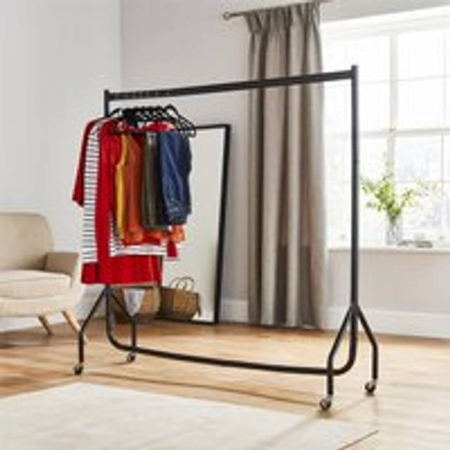House Of Home Heavy Duty Clothes Rail 5Ft Long X 5Ft Tall Black Quality Metal Stand Rack, Black