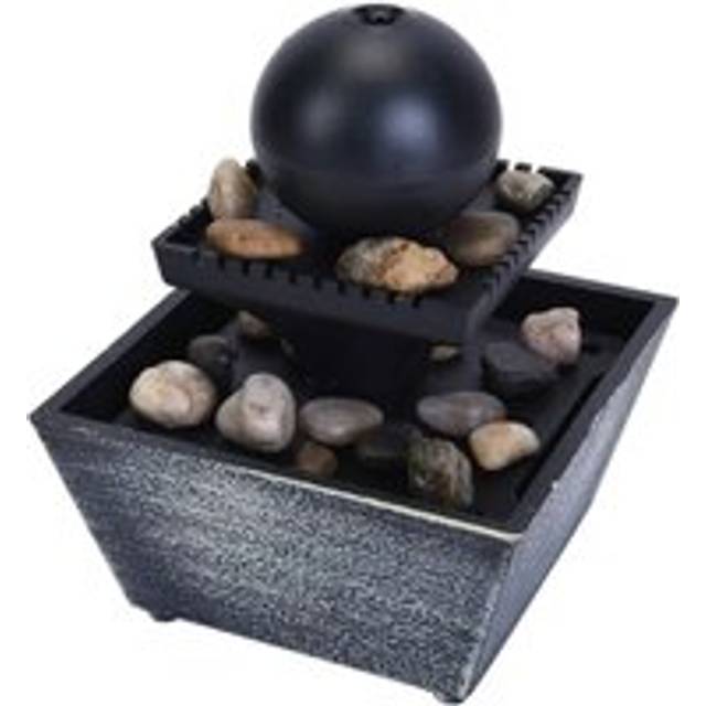 Desktop Indoor Water Feature 4 LED Round Ball - Black