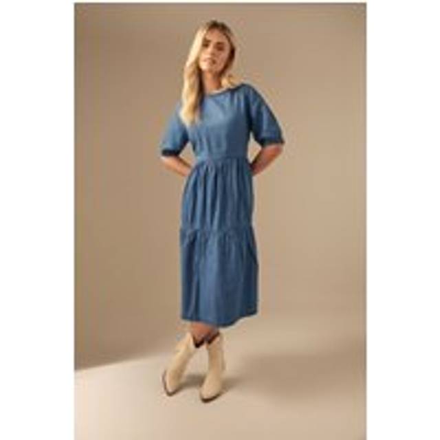 M&Co Petite Blue Denim Tiered Dress 16 M&Co Petites