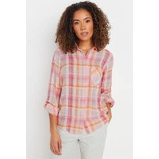 M&Co Pink Check Dobby Tab Sleeve Shirt 16 M&Co Womens