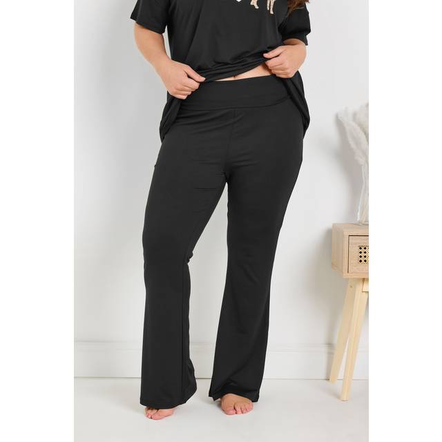 Yours Curve Black Flare Pyjama Bottoms - 34-36