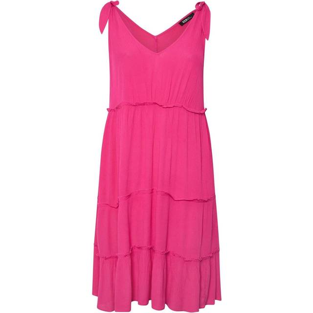 Yours Curve Dark Pink Tiered Throw On Dress, Women's Curve & Plus Size, Yours - 26-28