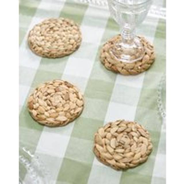 Set of 4 Lakelyn Water Hyacinth Round Dining Table Coasters - Natural - One Size