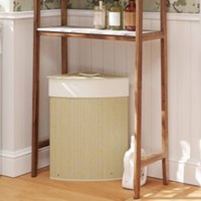 HOMCOM 55L Laundry Hamper with Removable Washable Liner Bag, Nature Wood Finish, Brown