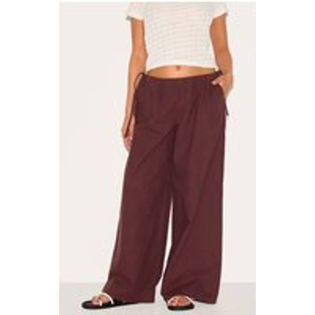 Petite Dark Chocolate Linen Drawstring Waist Trousers, Dark Chocolate - 14