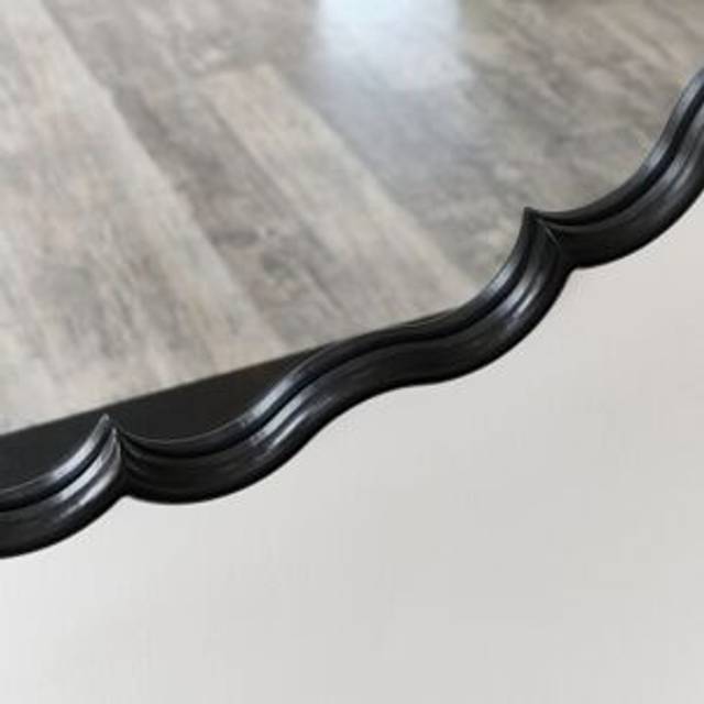 Black Satin Scalloped Frame Round Wall Mirror - 80cm x 80cm Material: New Products