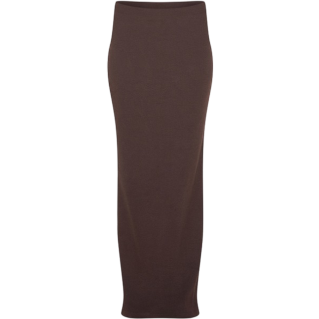 Chocolate Ribbed Maxi Skirt, Chocolate - 16