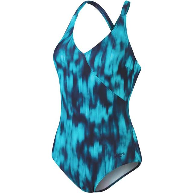 (14 UK, Blue Navy) Speedo Womens/Ladies Lexi Tie Dye One Piece Swimsuit