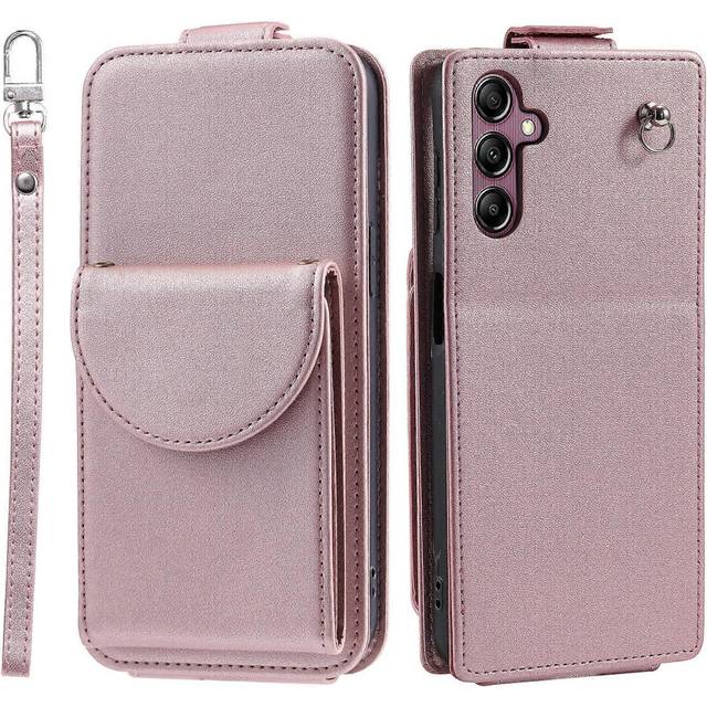 Card Bag Vertical Flip PU Leather+TPU Phone Case For Samsung Galaxy S24, with Wrist Strap