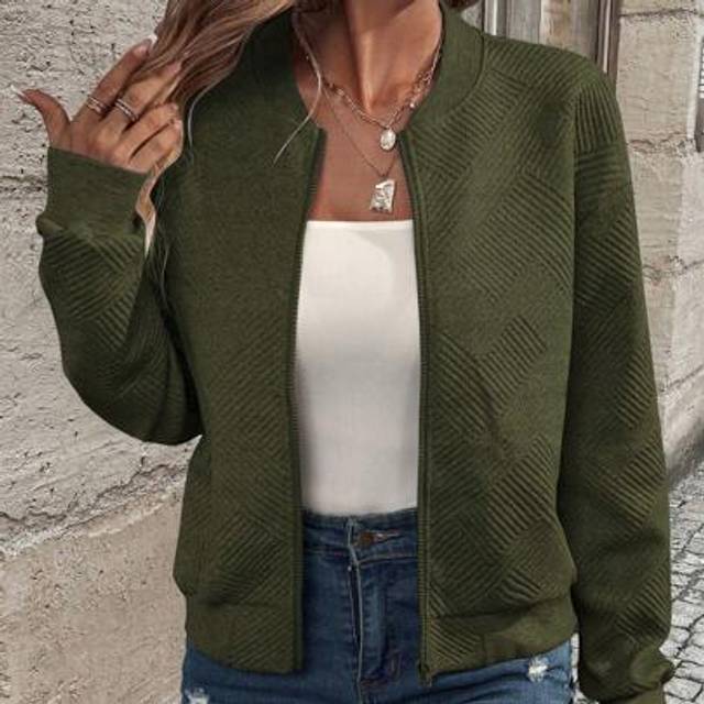 SHEIN Women&#39;s Solid Color Long Sleeve Loose Casual Baseball Jacket, Autumn & Winter