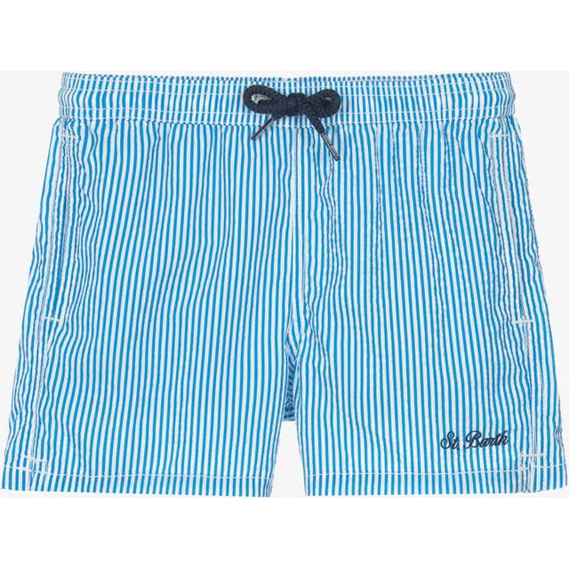 Mc2 Saint Barth Boys Blue Stripe Seersucker Swim Shorts - 2 year