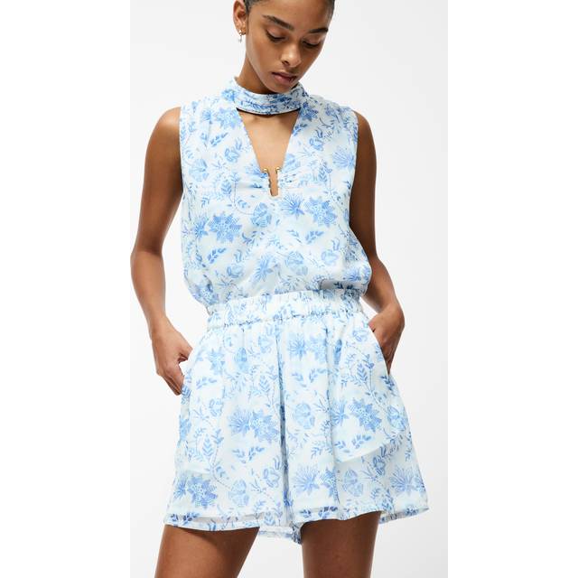 French Connection Serenity Hallie Floral Crinkle Skort, White/Multi