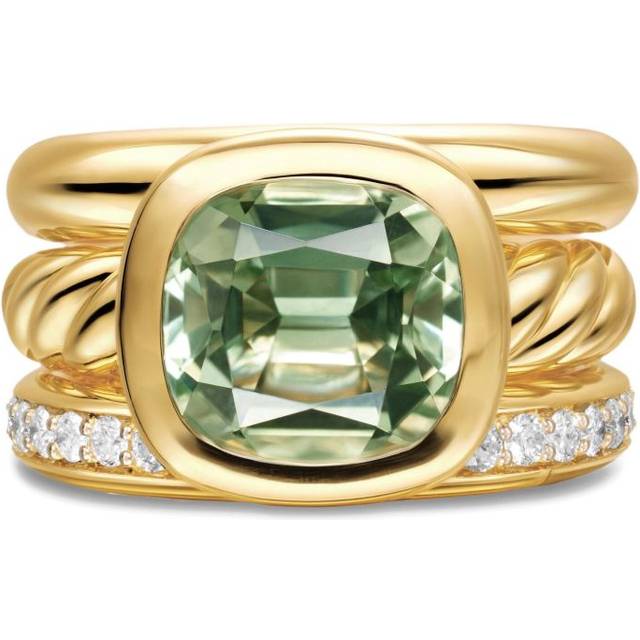 David Yurman - 18K yellow gold DY Mercer® Four Row diamond and prasiolite ring - women - 18kt Yellow Gold/Prasiolite/Diamond - 7.5