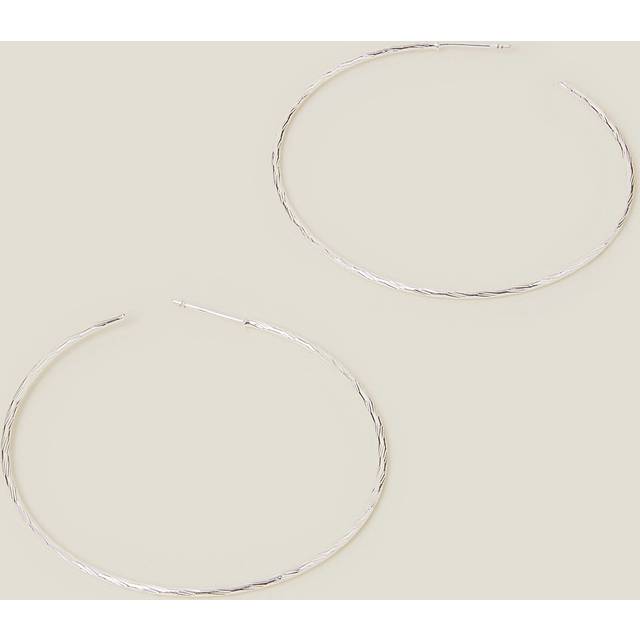 Multicolour Sterling Silver-plated Large Diamond Cut Hoop Earrings - Accessorize - One Size