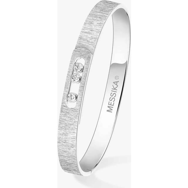 Messika Move Noa Ciselé 18ct White Gold 0.15ct Diamond Bangle - XS