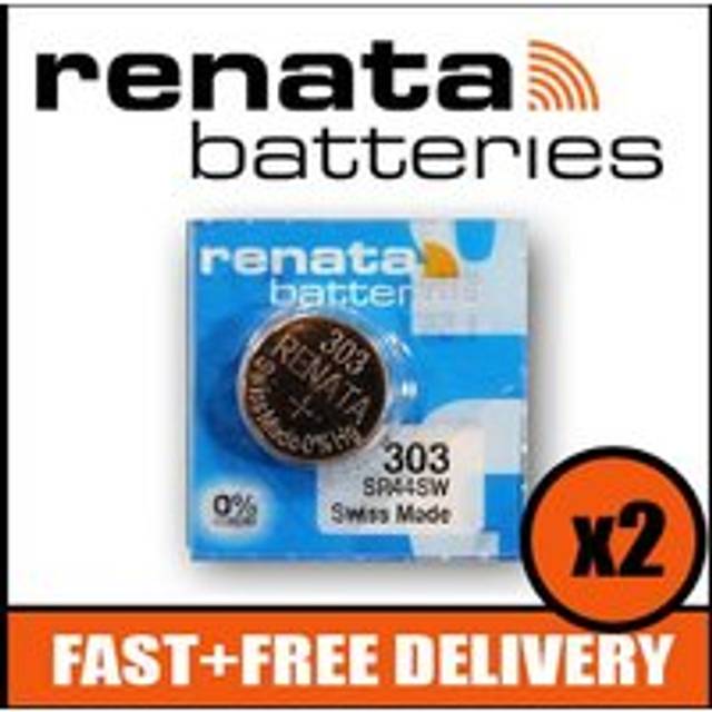 Bundle of 2 x Renata 303 Watch Battery 1.55v SR44SW + Quzo Belgian Chocolate - Official Renata Watch Batteries