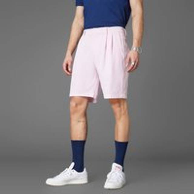 adidas Originals – Rosa, stickade golfshorts med veck
