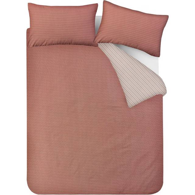 Luxury Super Soft Reversible Pinstripe Duvet Cover Set - Dark Pink - Double